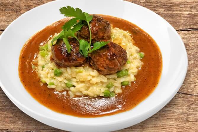 wagyu meatballs with risotto