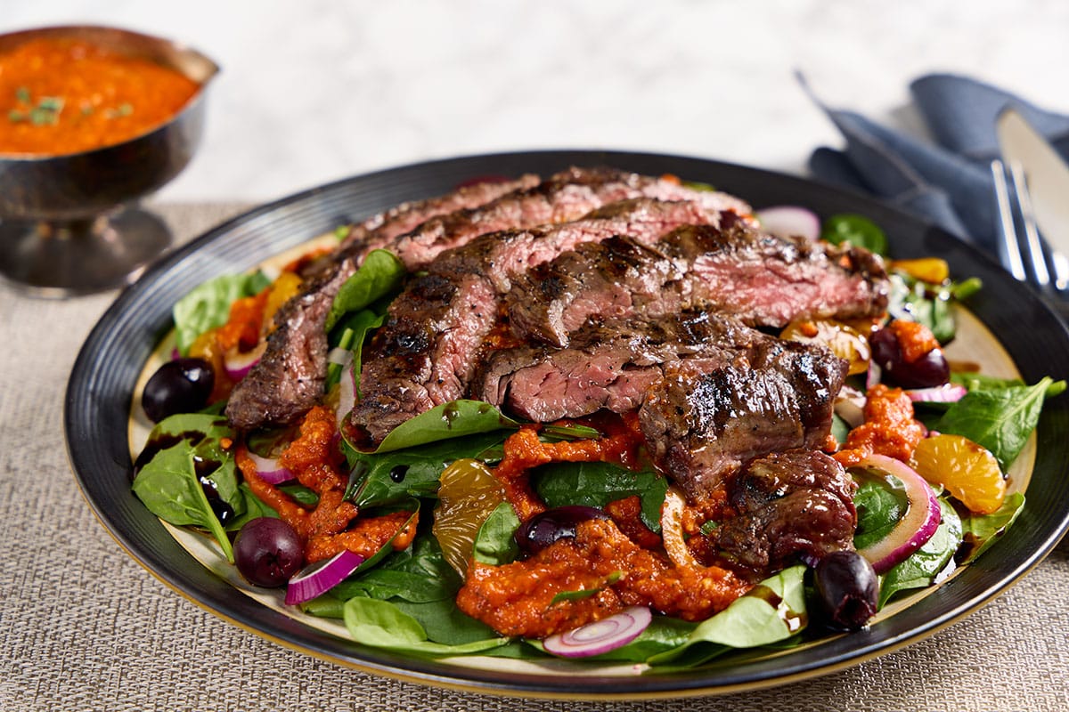 Wagyu Skirt Steak Salad with Pepper Pesto and Citrus Recipe